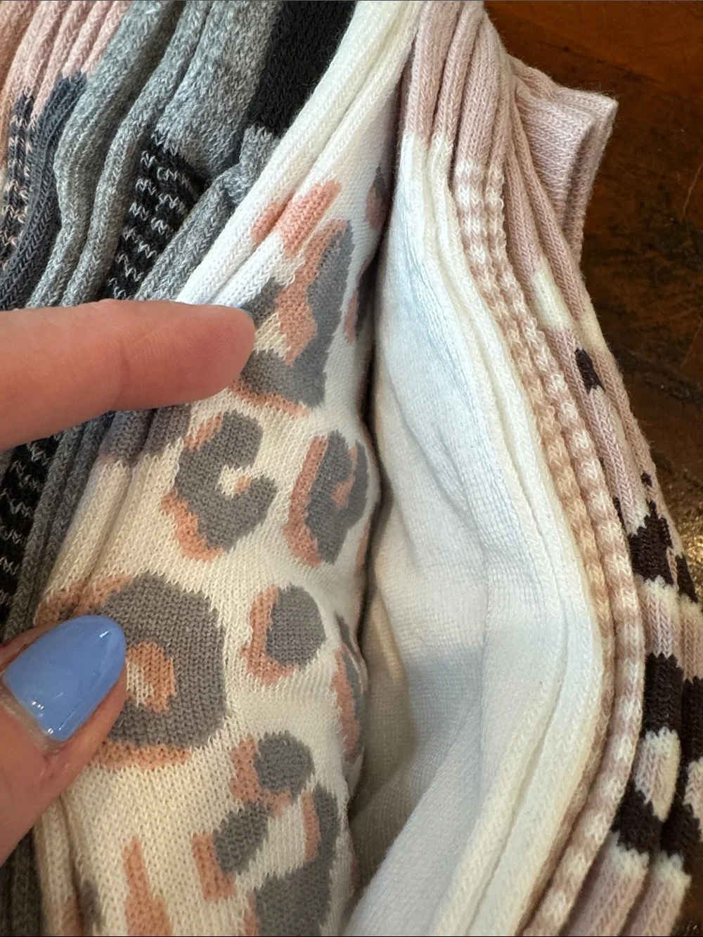 No-Show Leopard Print Socks - Pink/Gray 10 Pairs